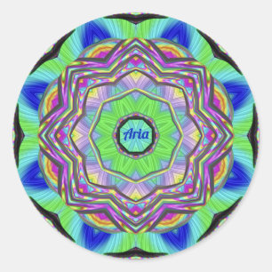 ARIA WOW! Hübsch Green Lilac Blue Pink ~ Runder Aufkleber