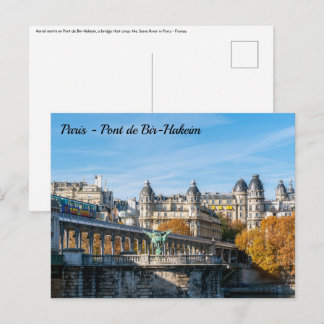 Arial Metro on Pont de Bir-Hakeim - Paris, Frankre Postkarte