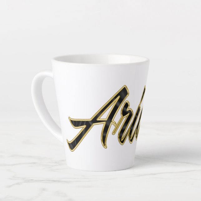 Ariane black gold Lettering Latte Tasse (Linke Ecke)