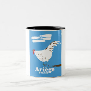 Ariège France Reiseplakat. Zweifarbige Tasse
