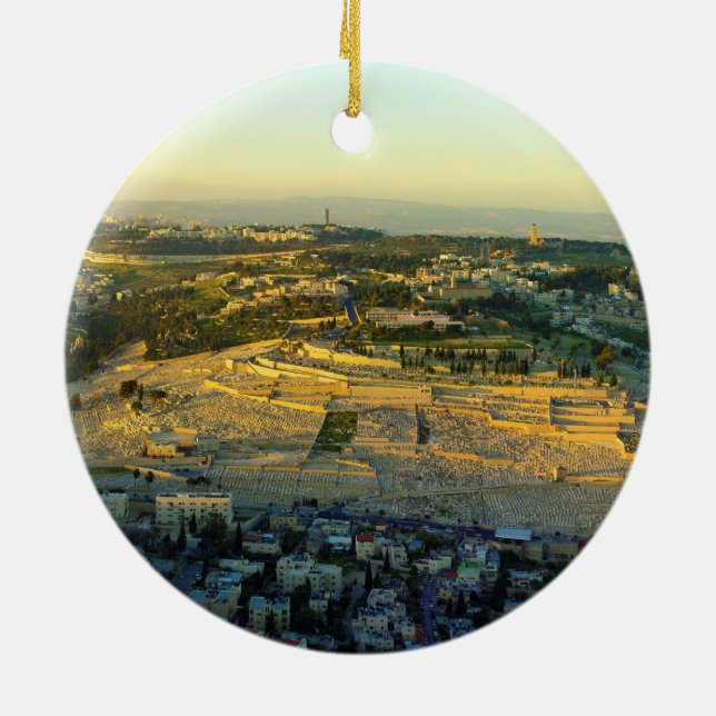 Ariel-Ansicht des Ölbergs Jersalem Israel Keramikornament (Hinten)