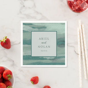 Ariel Aquamarin Green Abstrakt Coastal Moderne Hoc Serviette