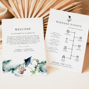 ARIEL Tropical Beach Begrüßungsbrief Timeline Card Menükarte