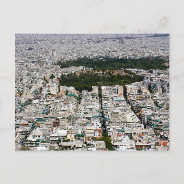 Ariel View von Athen auf einer Postkarte (Vorderseite)