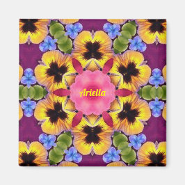 ARIELLA ~ Abstrakte Pansy ~ Pink Blue Lila Gelb Magnet