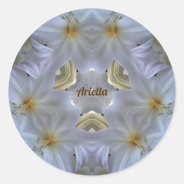 ARIELLA ~ EASTER LILY WHIRLLIGIOUS ~ RUNDER AUFKLEBER (Vorderseite)