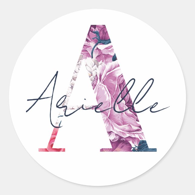 Arielle Name Custom Sticker Girls Label Floral A (Vorderseite)