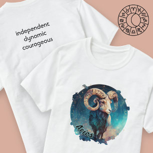 Aries Aquamarin und Tan Watercolor Zodiac T - Shir T-Shirt