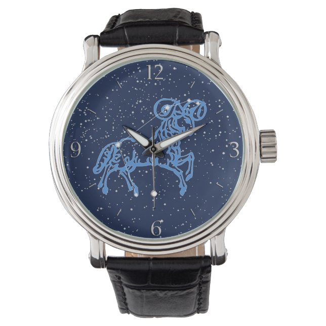 Aries Astrological Sign and Constellation Armbanduhr (Vorderseite)