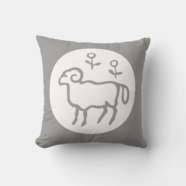 Aries Astrologie auf grauem Kissen (Vorderseite)