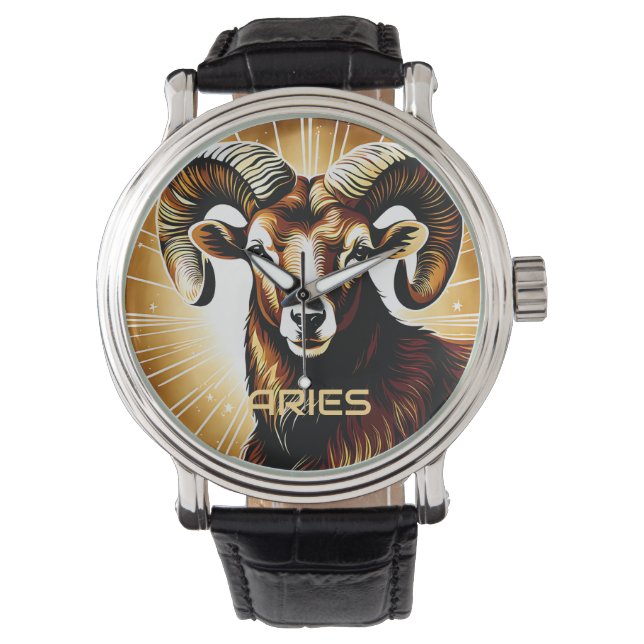 Aries Astrologie-Zeichen Armbanduhr (Vorderseite)