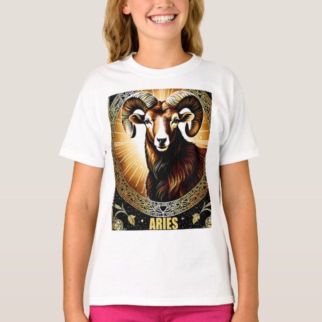 Aries Astrologie Zodiak-Zeichen T-Shirt (Vorderseite)
