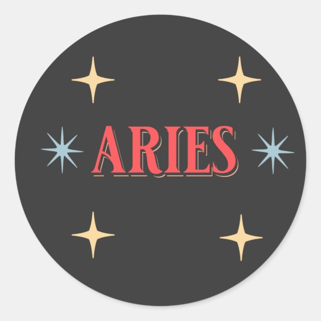 Aries Astrologisches Zeichen Runder Aufkleber (Vorderseite)