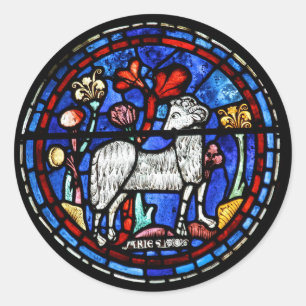 Aries Astrology Gothic verklebte Glas Windows RS Runder Aufkleber
