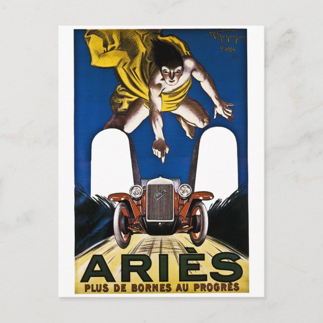 Aries Automobile - Vintage französische Werbung Postkarte (Vorderseite)
