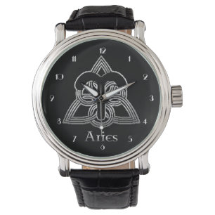 Aries Birth Sign Celtic Knot Zodiac Wrist Watch Armbanduhr