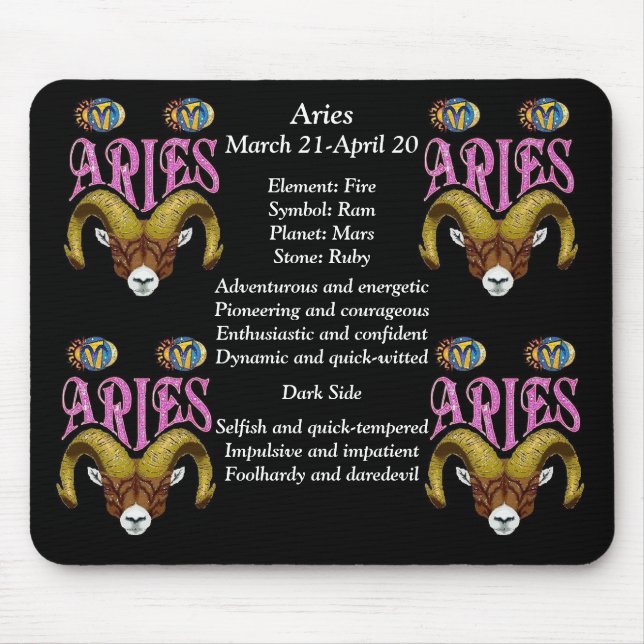 Aries Birth Sign Zodiac Mouse Pad Mousepad (Vorne)
