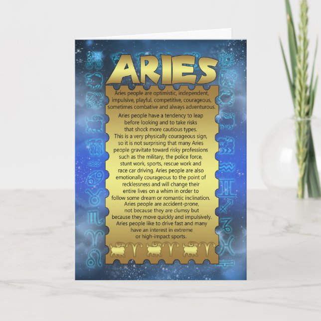 Aries Birthday Card - Zodiac Birthday Card - Aries Karte (Vorderseite)