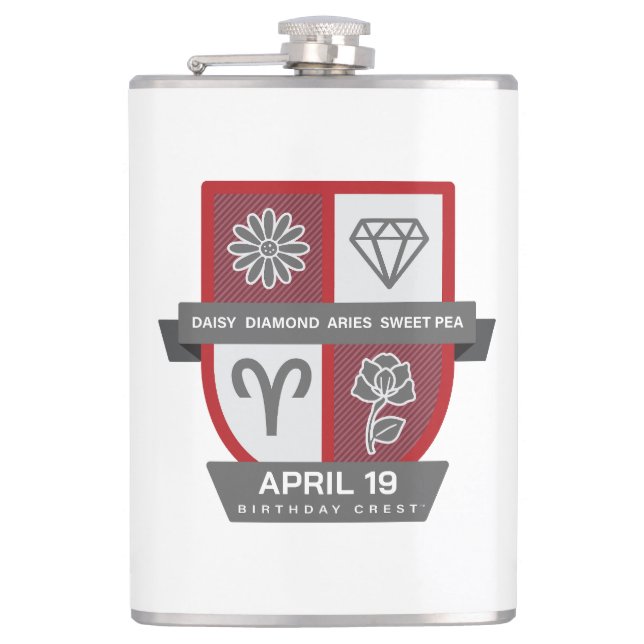 Aries Birthday Crest™ for April 1-19 Flachmann (Vorderseite)