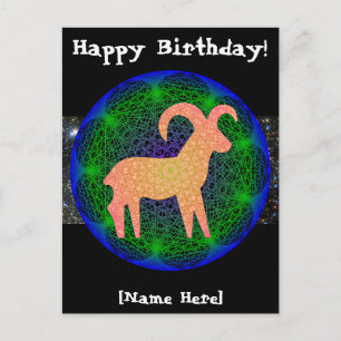 Aries Birthday Postcard Postkarte