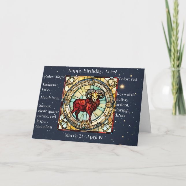 Aries Blank Birthday Card Karte (Vorderseite)