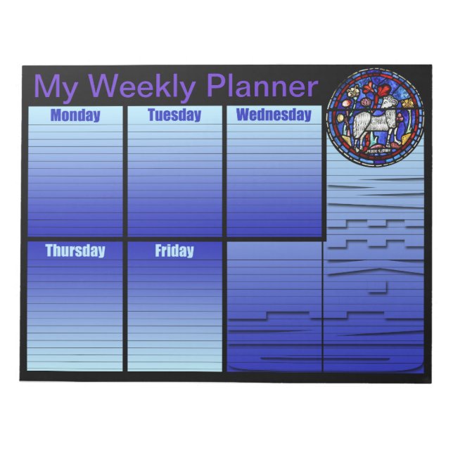 Aries Bleiglas Weekekly Planner Notepad Notizblock (Vorderseite)