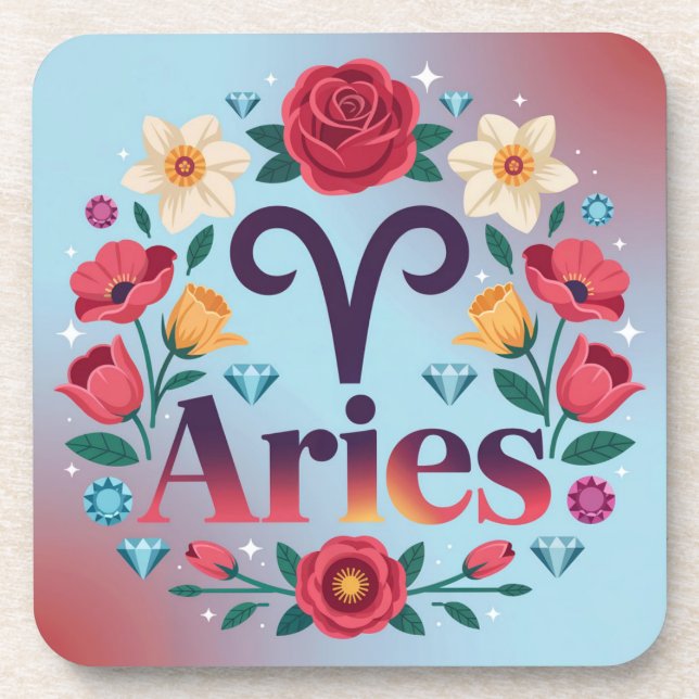 Aries Blume Edelsteine Plastik-Untersetzer-Set Getränkeuntersetzer (Vorderseite)