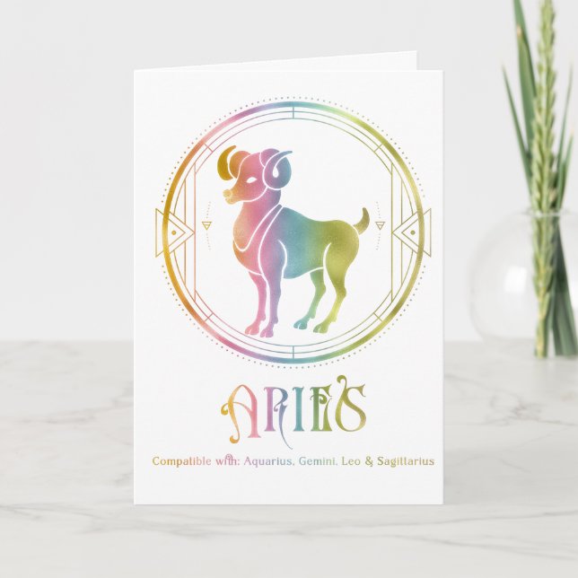 Aries Compatibility Birthday Grußkarte Karte (Vorderseite)