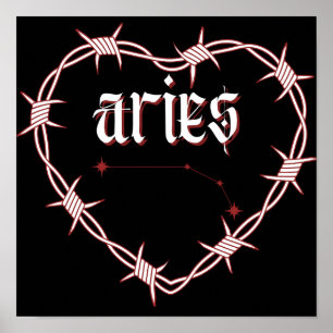 Aries Constellation Gothic Dark Celestial Art Poster