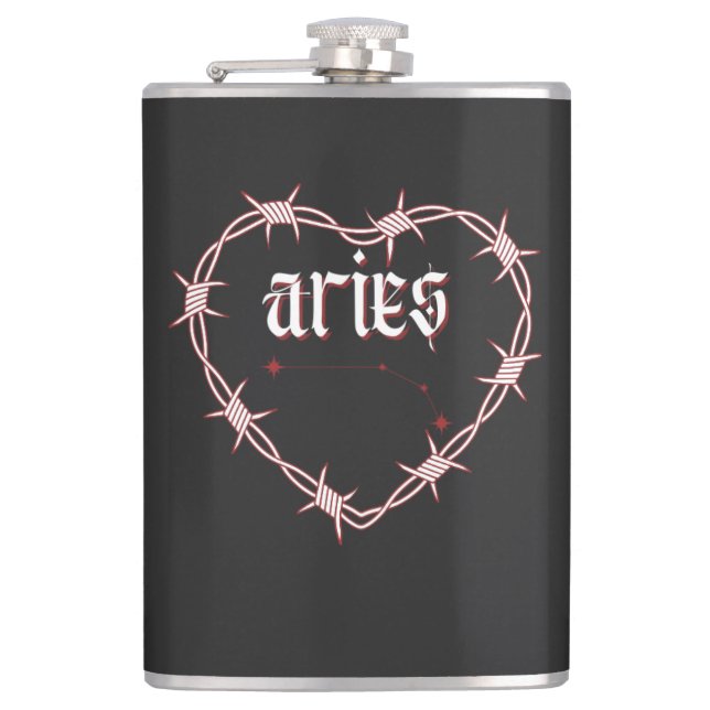 Aries Constellation Gothic Dark Celestial Edgy Flachmann (Vorderseite)