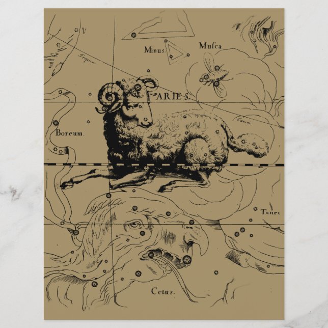 Aries Constellation Map Hevelius circa 1690 Flyer (Vorne)