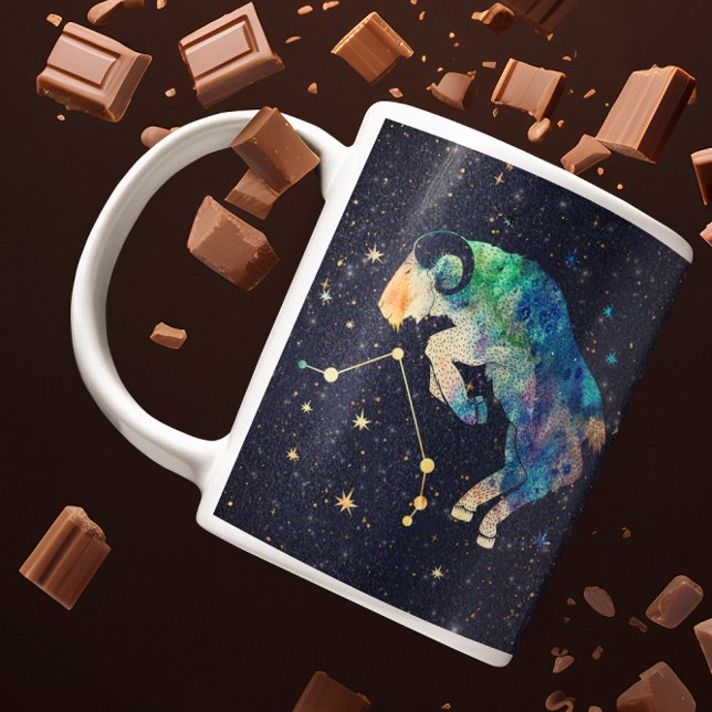 Aries Constellation Zodiac Watercolor Stars Galaxy Kaffeetasse (Von Creator hochgeladen)