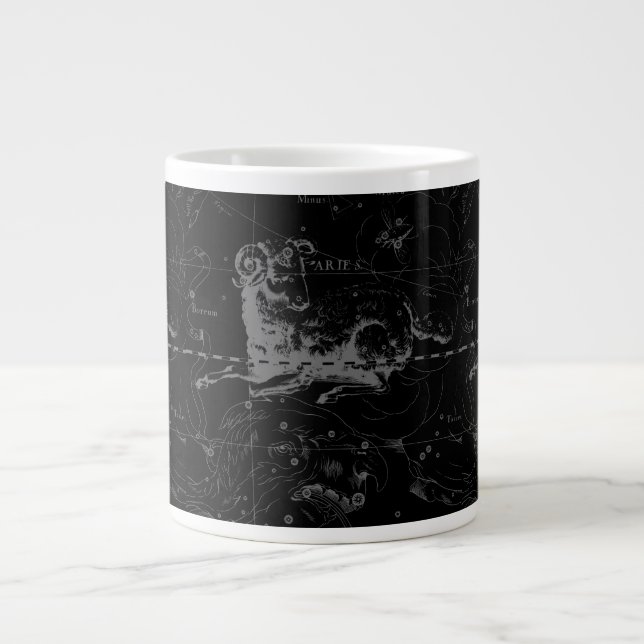 Aries Constellus Hevelius Vintag auf Black Jumbo-Tasse (Vorderseite)
