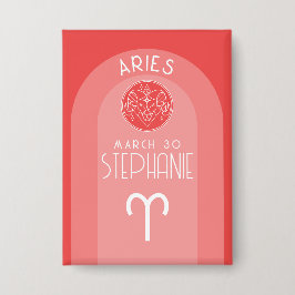 Aries Custom Birthday Zodiac - Foto Modernes Desig Button
