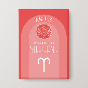 Aries Custom Birthday Zodiac - Foto Modernes Desig Button