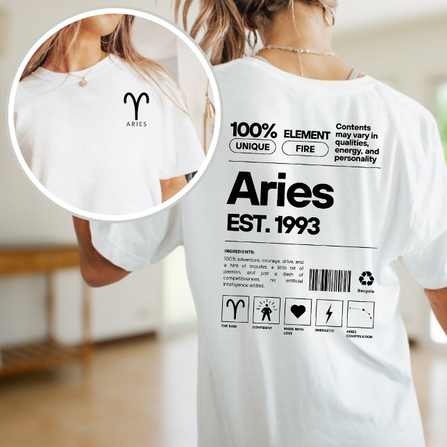 Aries Custom Zodiac Astrologie Geburtstag April T-Shirt (Von Creator hochgeladen)