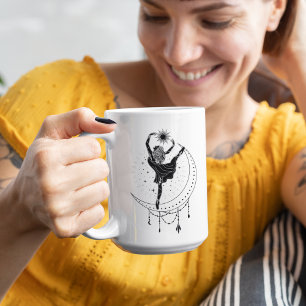 Aries Dancing Girl 15oz Black Rim Tasse