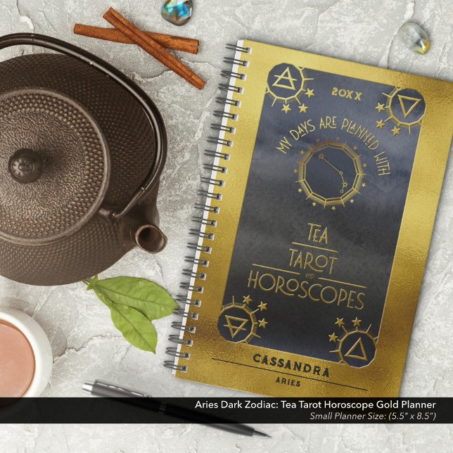 Aries Dark Zodiac: Tee Tarot Horoskop Gold Planer (Aries Dark Zodiac: My Days are Planned with Tea, Tarot, and Horoscope Planner in Gold & Black)
