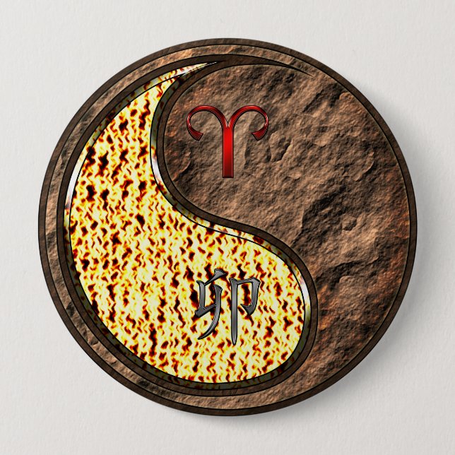 Aries & Earth Rabbit Button (Vorderseite)