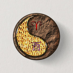 Aries & Earth Rooster Button