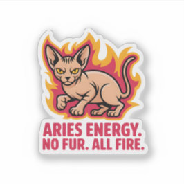 Aries Energy Sphynx Cat Fire Illustration Aufkleber