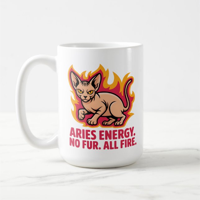 Aries Energy Sphynx Cat Fire Illustration Kaffeetasse (Links)