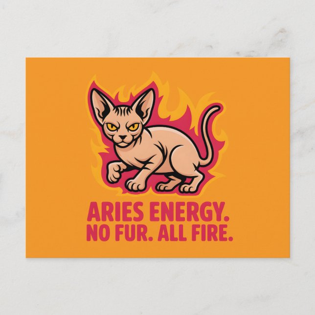 Aries Energy Sphynx Cat Fire Illustration Postkarte (Vorderseite)