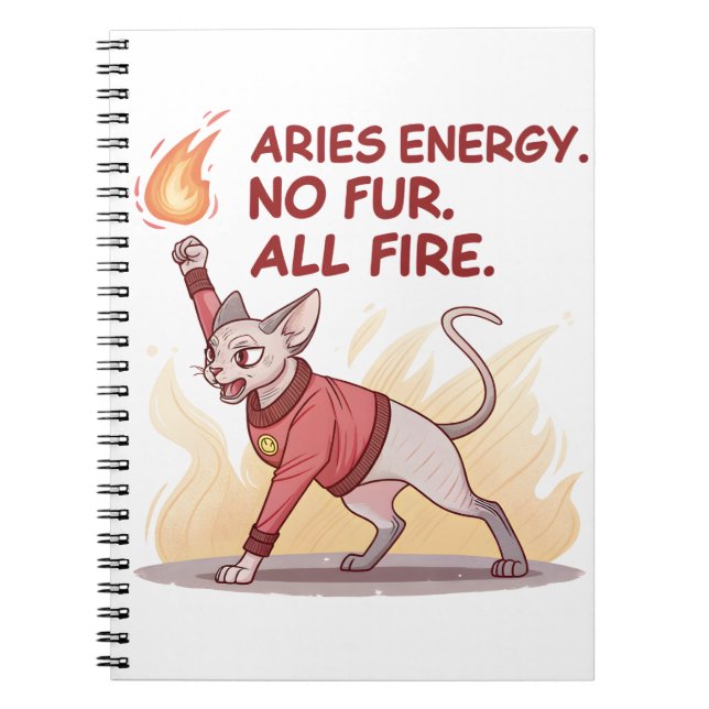 Aries Energy Sphynx Cat No Fur All Fire Art Notizblock (Vorderseite)