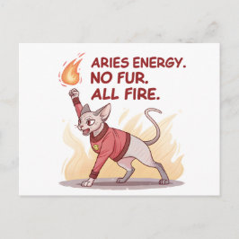 Aries Energy Sphynx Cat No Fur All Fire Art Postkarte