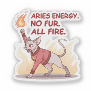 Aries Energy Sphynx-Katze Ohne Fell Alles Feuer Ku Aufkleber