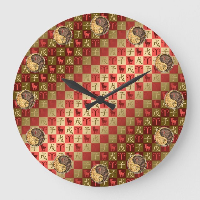 Aries & Erde Ratte Puzzle Große Wanduhr (Vorderseite)