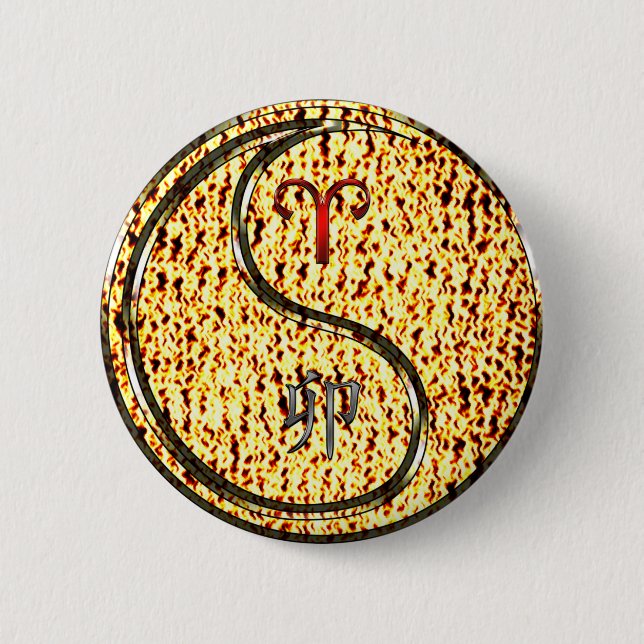 Aries & Fire Rabbit Button (Vorderseite)