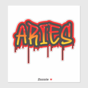 ARIES Fire Sign Driving Word Art Spray Paint Aufkleber