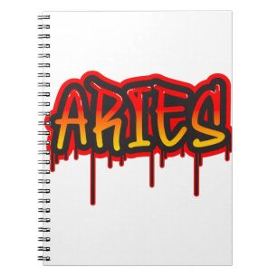 ARIES Fire Sign Driving Word Art Spray Paint Notizblock